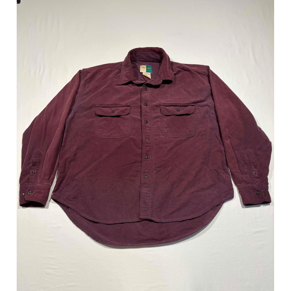 Wear Guard Mens Burgundy Cotton Flannel Work Shirt Large Style 3320 Long Sleeve
